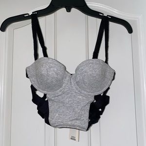 Topshop grey/black corset bandage bustier top BNWT